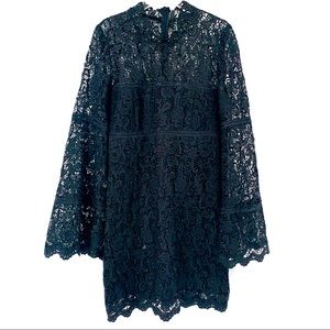 BARDOT Women’s lace long bell sleeve dress black S